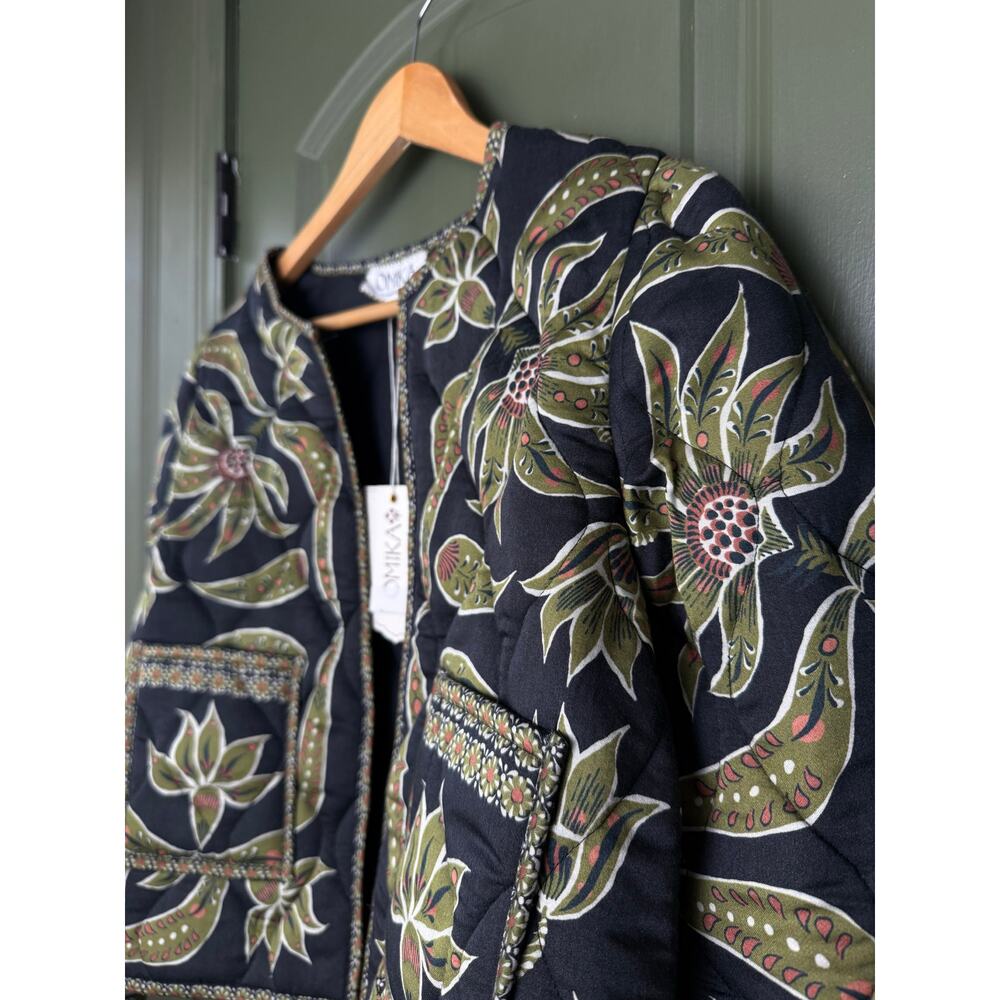 NWT Omika LIghtweight Quilted Finley Floral Jacket Alexia Onyx Black Green Large - Picture 4 of 8